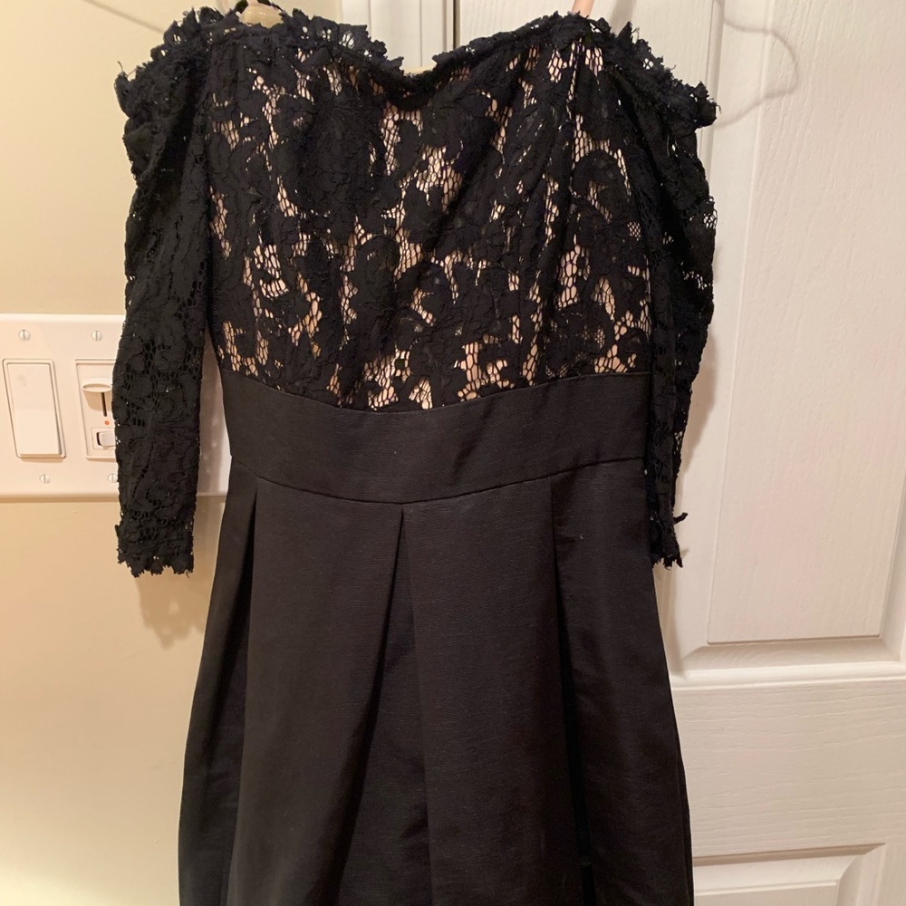 Off shoulder black lace dress